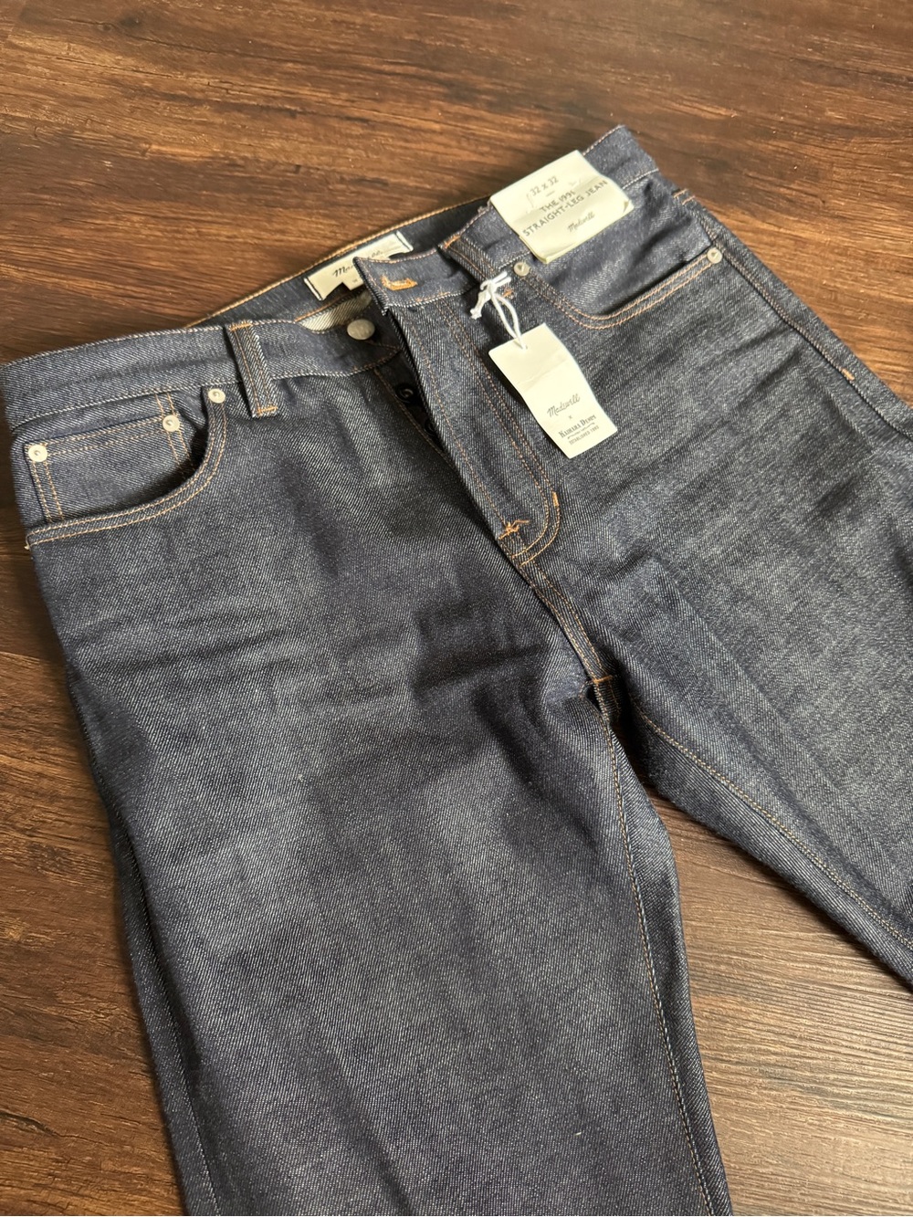 Madewell Indigo Raw Kaihara Selvedge Jeans - The 1991 Straight-Leg Jean 32x32